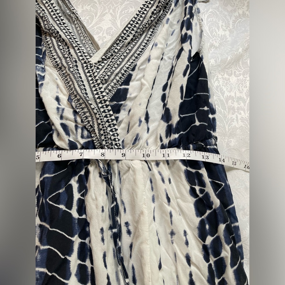 Venus Blue & White Large Tie Dye Maxi Dress Boho Side Slit Y2K Beach Resort - Picture 7 of 9